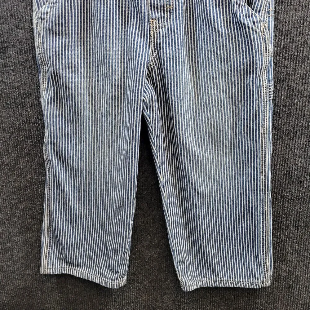 OshKosh B'gosh Vestbak Hickory Stripe Overalls 3T Blue White Railroad Stripes